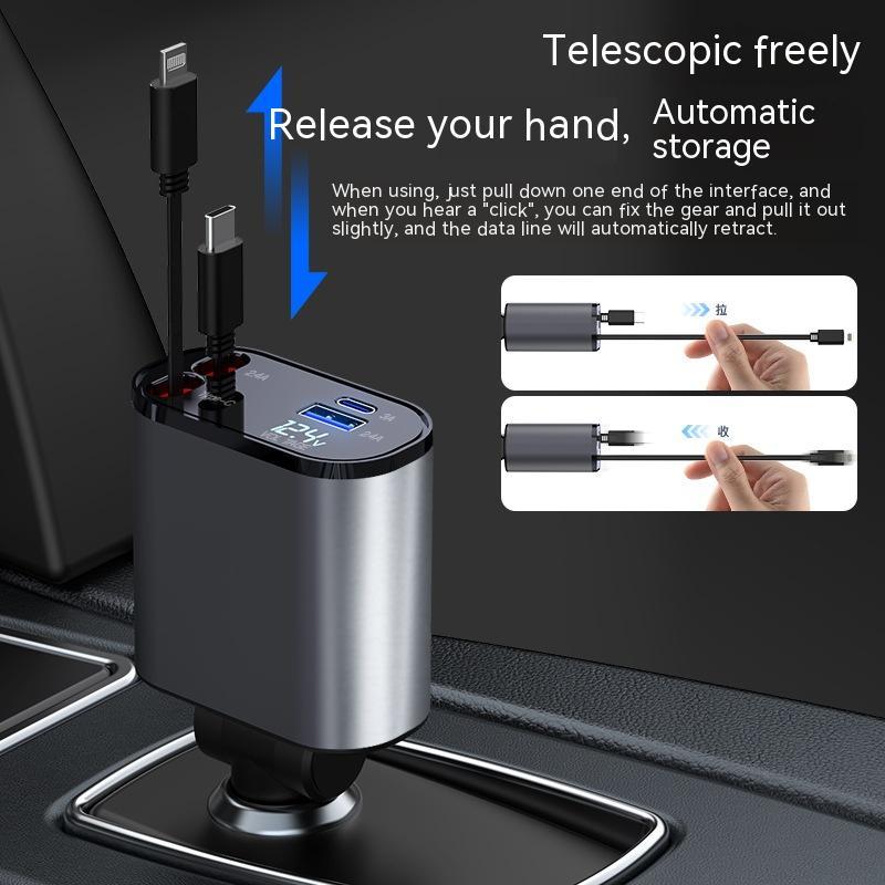 Chargeur Voiture Métal 100W – Charge Ultra-Rapide USB & Type-C pour Allume-Cigare